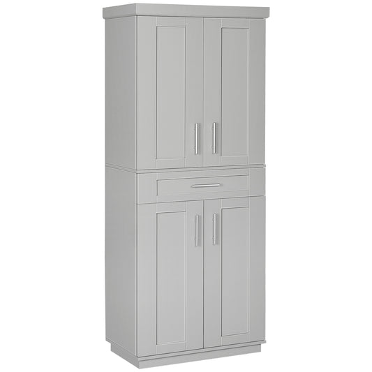 HOMCOM Grey Modern Kitchen Cupboard: Freestanding Pantry Storage Cabinet with Doors and Adjustable Shelving | Dipra Home