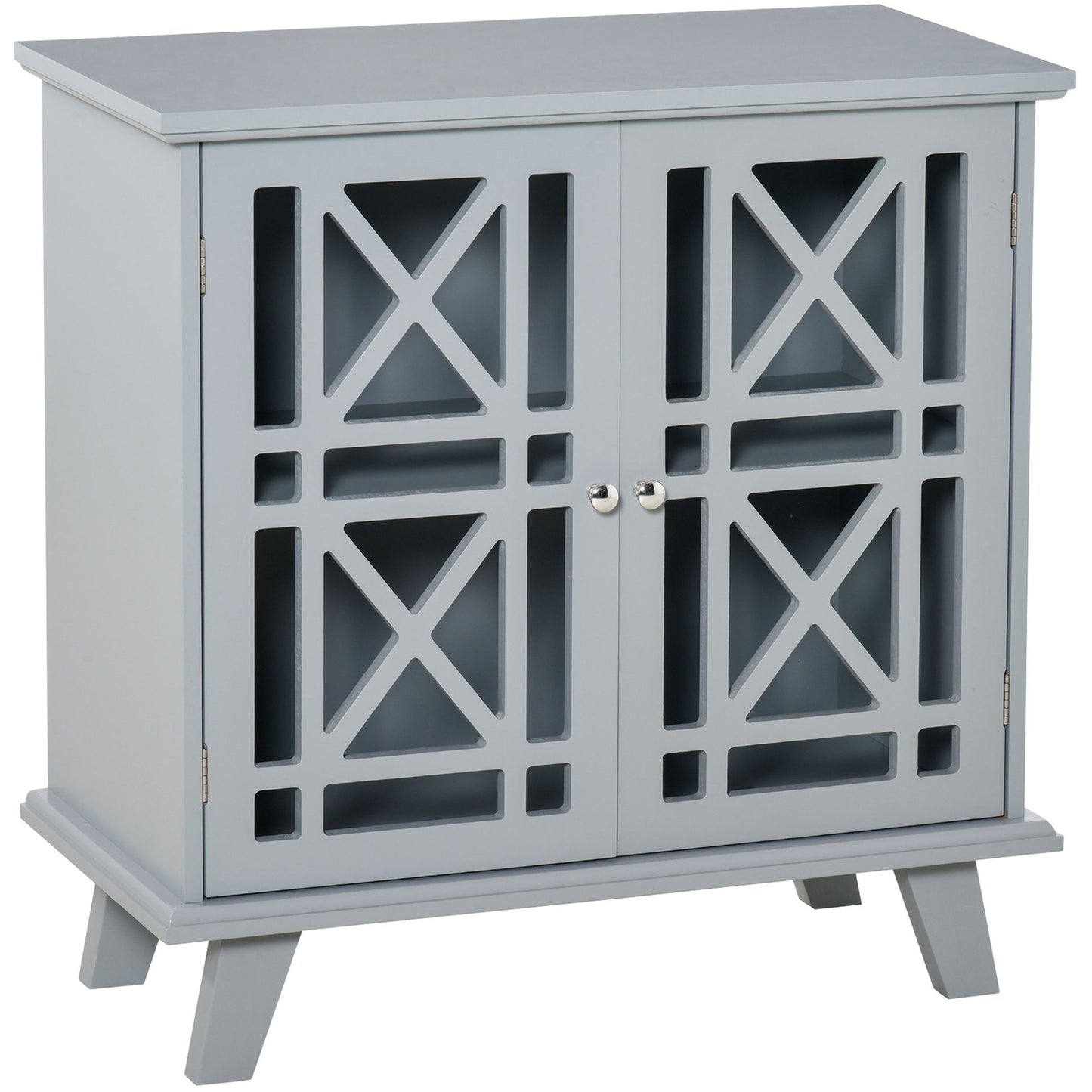 HOMCOM Modern Grey Cabinet: Fretwork Doors, Shelf, Freestanding Sideboard Buffet for Elegant Dining, Living Room | Dipra Home