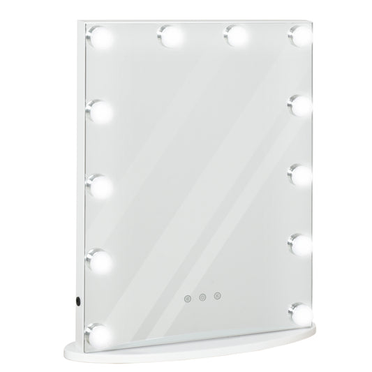 HOMCOM Vanity Mirror with Lights Hollywood Style 12 Dimmable LED Bulbs Touch Control White Makeup Mirror | Dipra Home