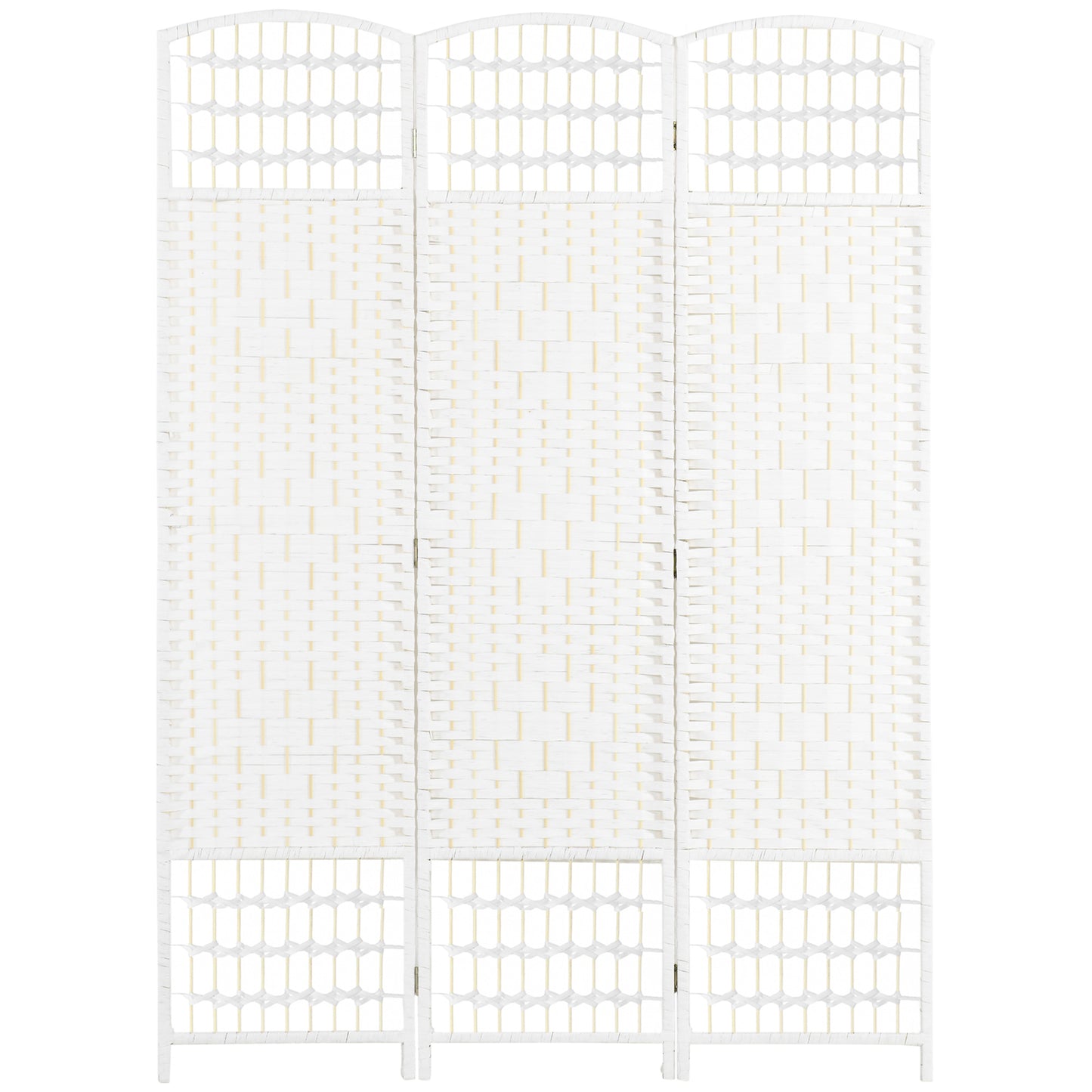 HOMCOM 3-Panel Folding Room Partition: Portable Privacy Screen, Wave Fiber Room Partition for Home Office, White | Dipra Home