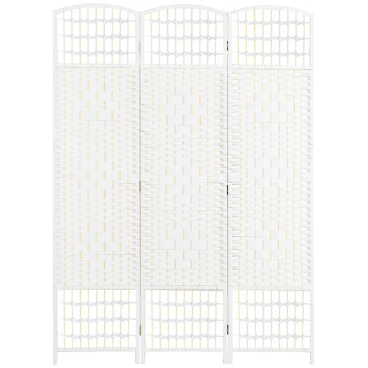 HOMCOM 3-Panel Folding Room Partition: Portable Privacy Screen, Wave Fiber Room Partition for Home Office, White | Dipra Home