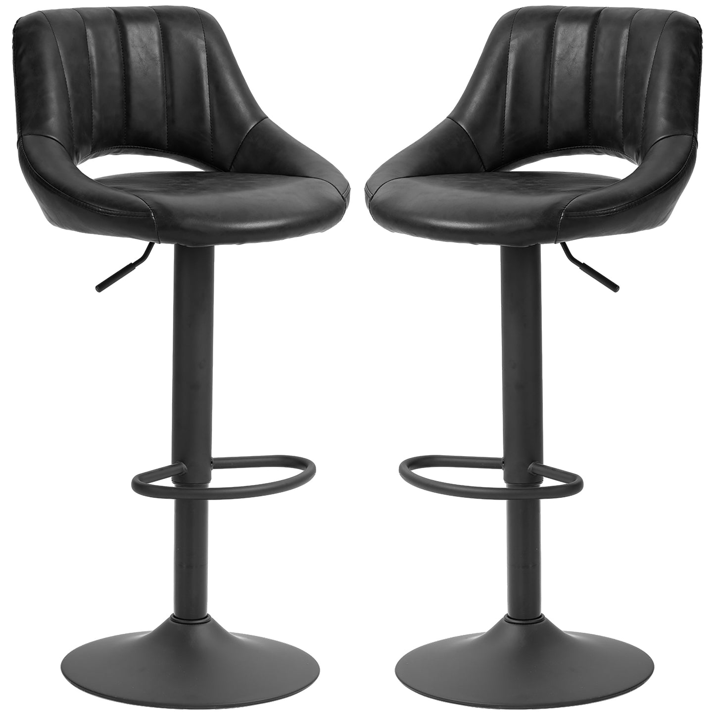 HOMCOM Swivel Bar Stool Set: 2 Faux Leather Stools with Round Metal Bases | Dipra Home