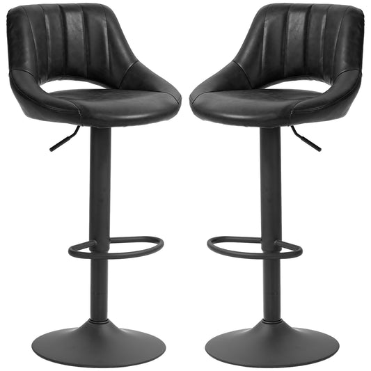 HOMCOM Swivel Bar Stool Set: 2 Faux Leather Stools with Round Metal Bases | Dipra Home