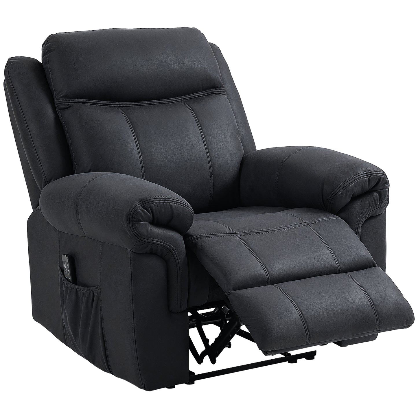 HOMCOM Manual Recliner Chair with Vibration Massage, Side Pockets, Microfibre Reclining Chair for Living Room, Black | Dipra Home