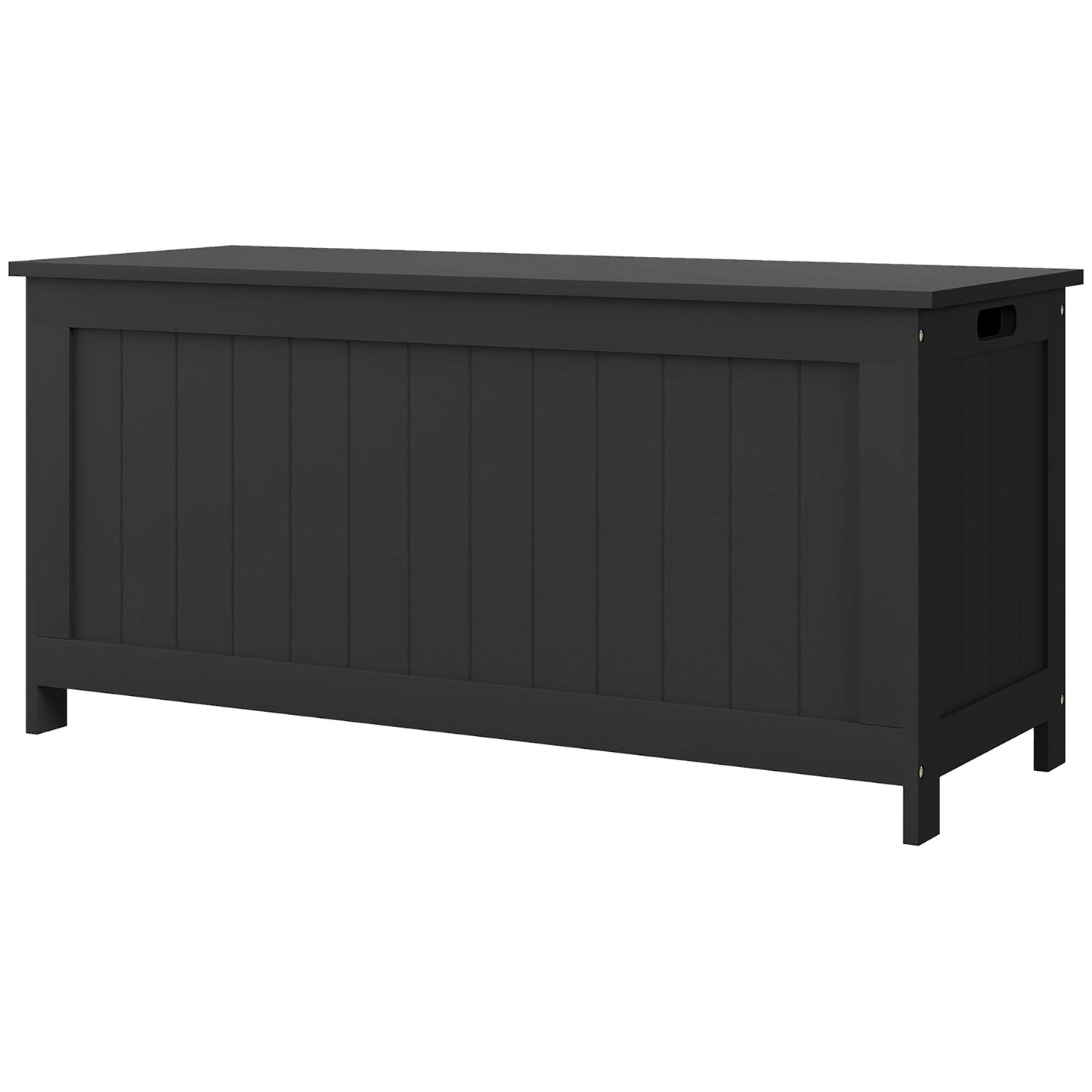 HOMCOM Modern Storage Chest Bench with Safety Hinges Entryway Toy Chest Black with Side Handles for Living Room Playroom | Dipra Home