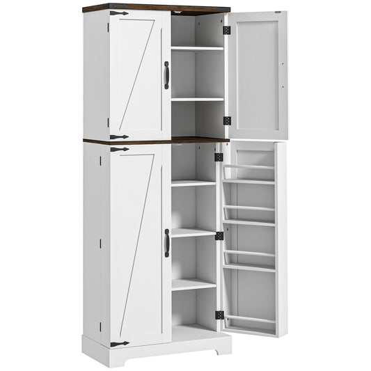 HOMCOM 64" Tall Kitchen Pantry Cabinet with Spice Racks and Adjustable Shelves, White | Dipra Home