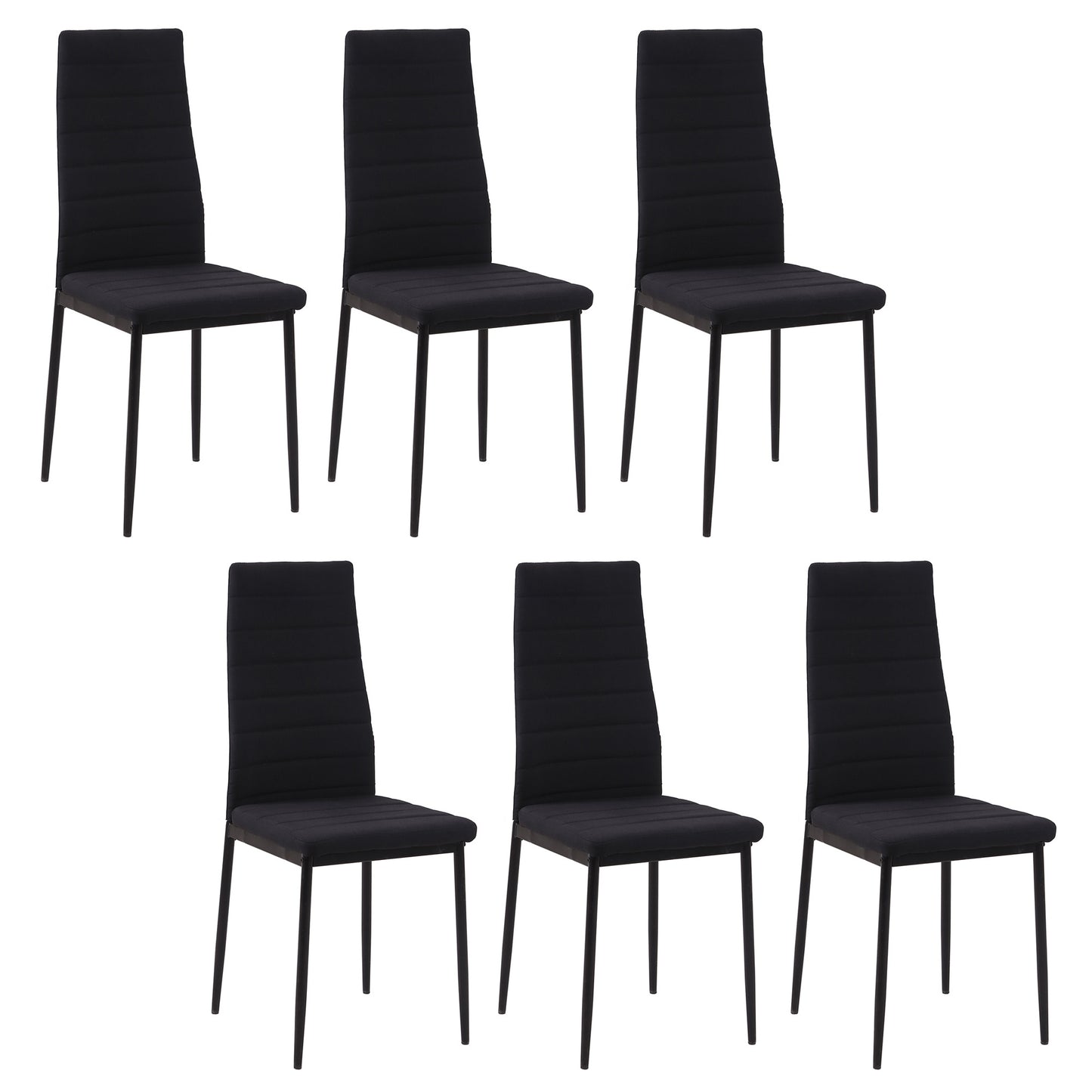 HOMCOM High-Back Dining Chairs: Upholstered PU Leather with Metal Legs, Set of 6, Black | Dipra Home