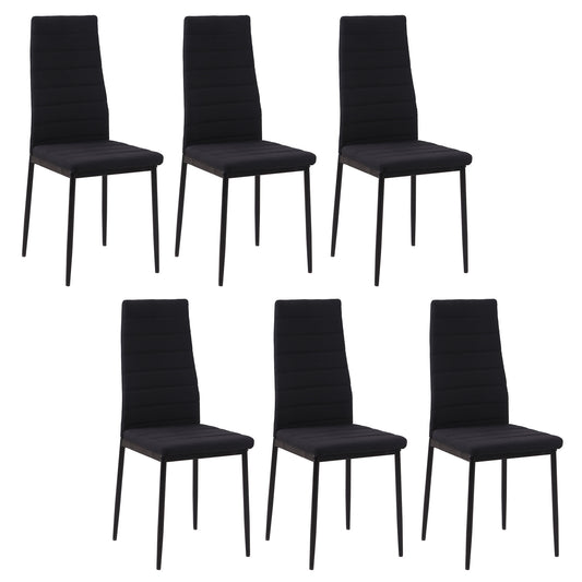 HOMCOM High-Back Dining Chairs: Upholstered PU Leather with Metal Legs, Set of 6, Black | Dipra Home