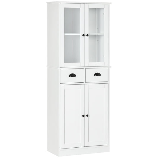 HOMCOM 61" Traditional Freestanding Kitchen Pantry Cabinet White Storage Soft Close Doors Shelves Drawers | Dipra Home