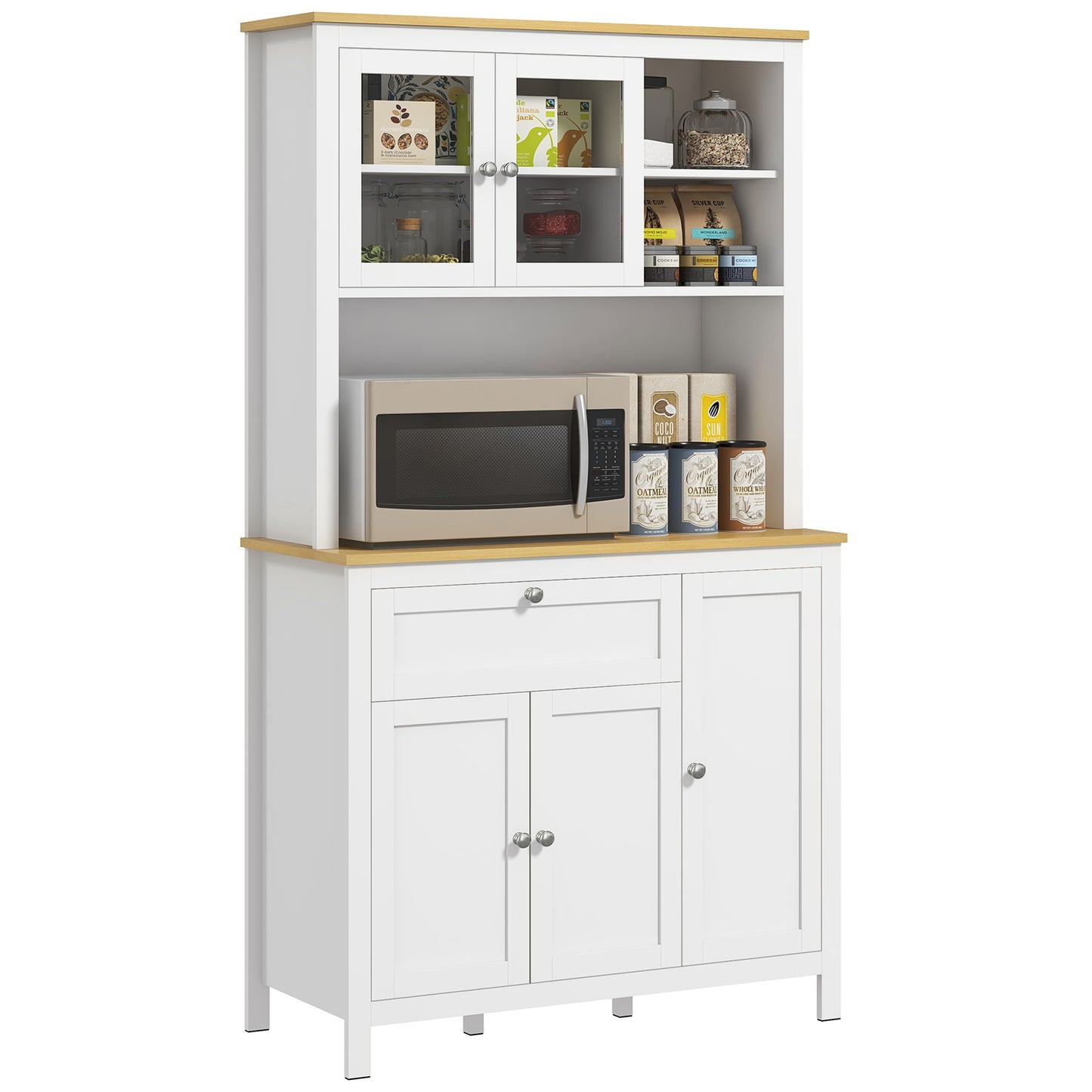 HOMCOM 5-Door Kitchen Pantry Cabinet, Freestanding Storage Cabinet Cupboard with Adjustable Shelves, 71" | Dipra Home