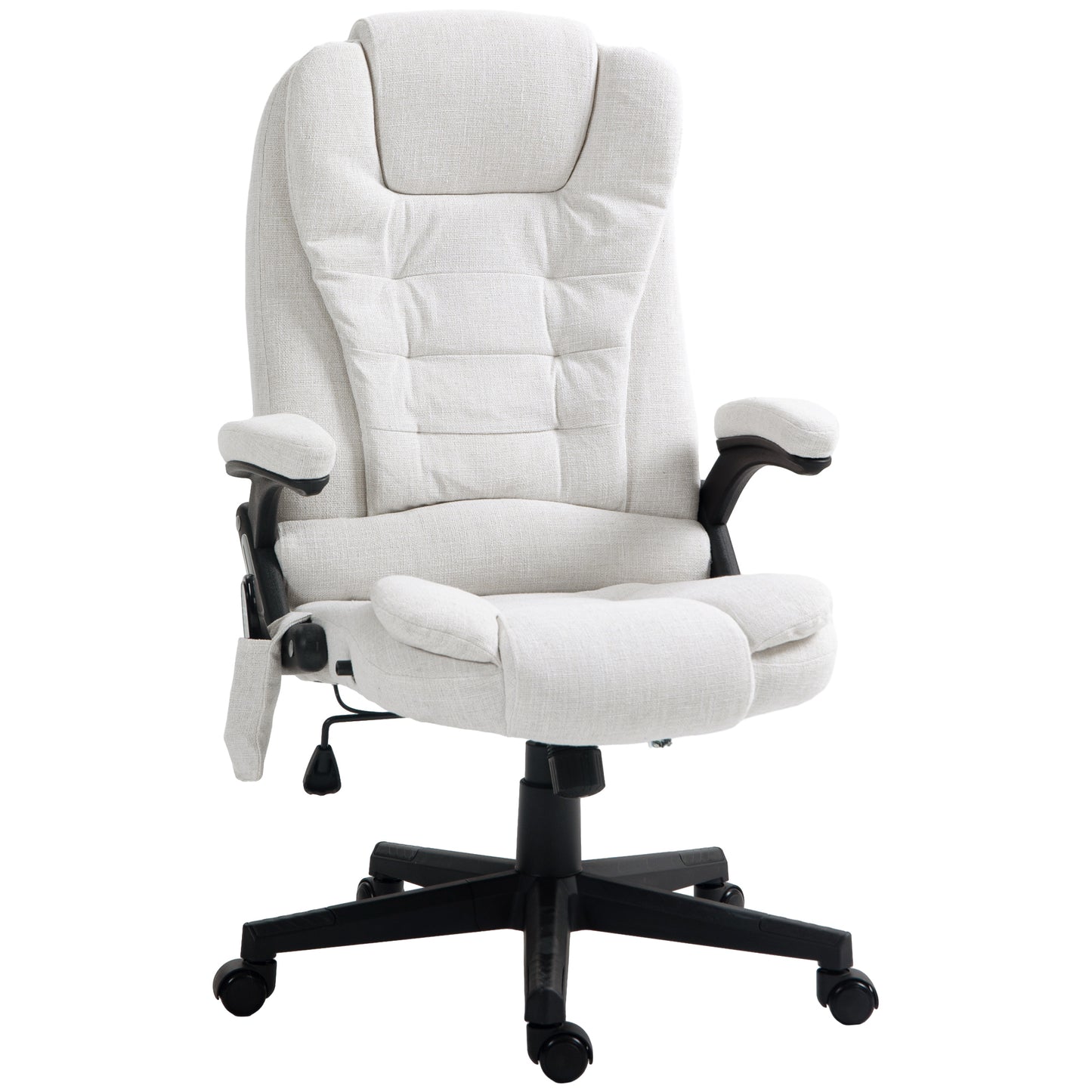 Vinsetto 6 Point Vibrating Massage Office Chair High Back Executive Chair with Reclining Back, Swivel Wheels, White | Dipra Home