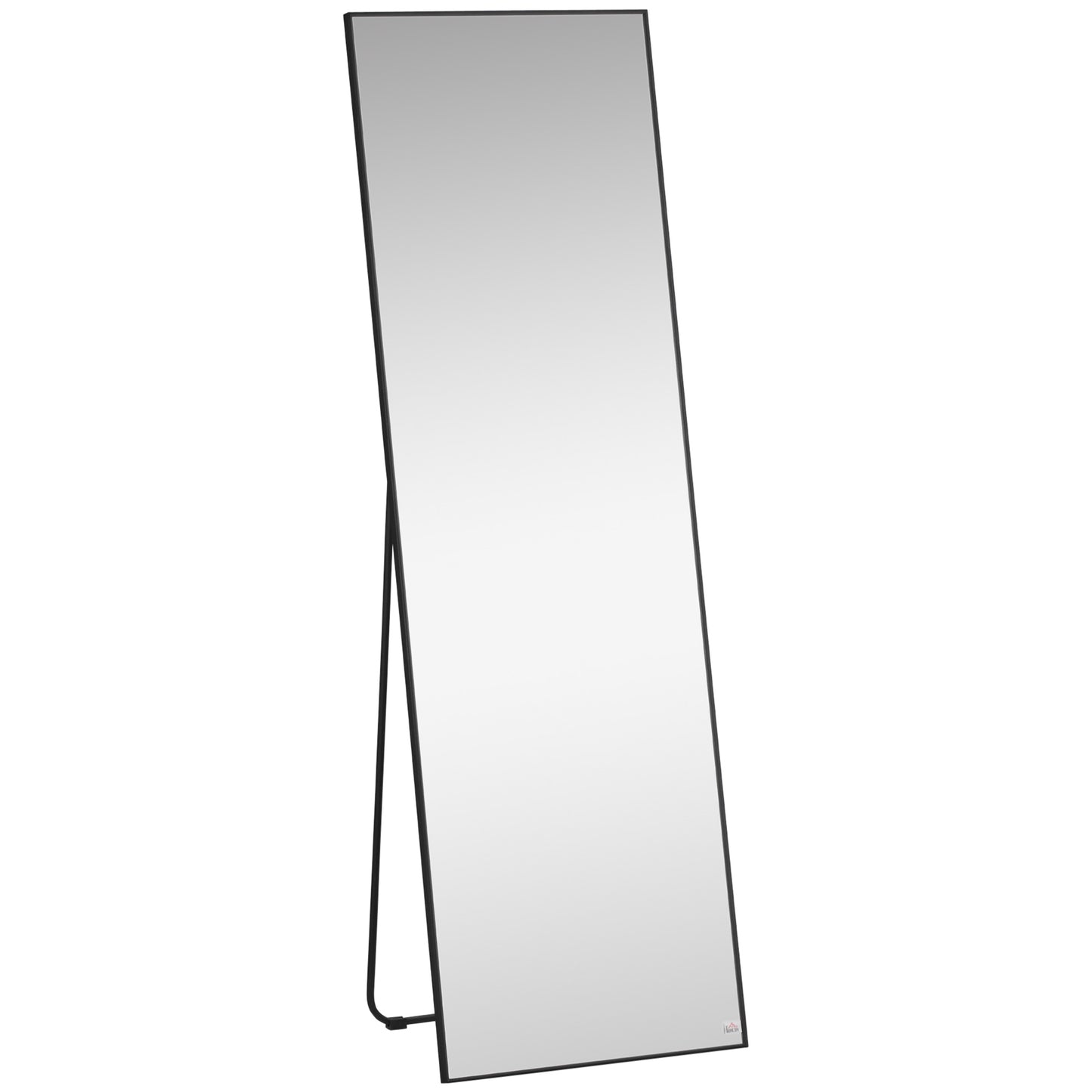 HOMCOM Full-Length Reflection: Aluminum Alloy Framed Hanging or Leaning Mirror for Bedroom and Living Room, Black Sophistication | Dipra Home