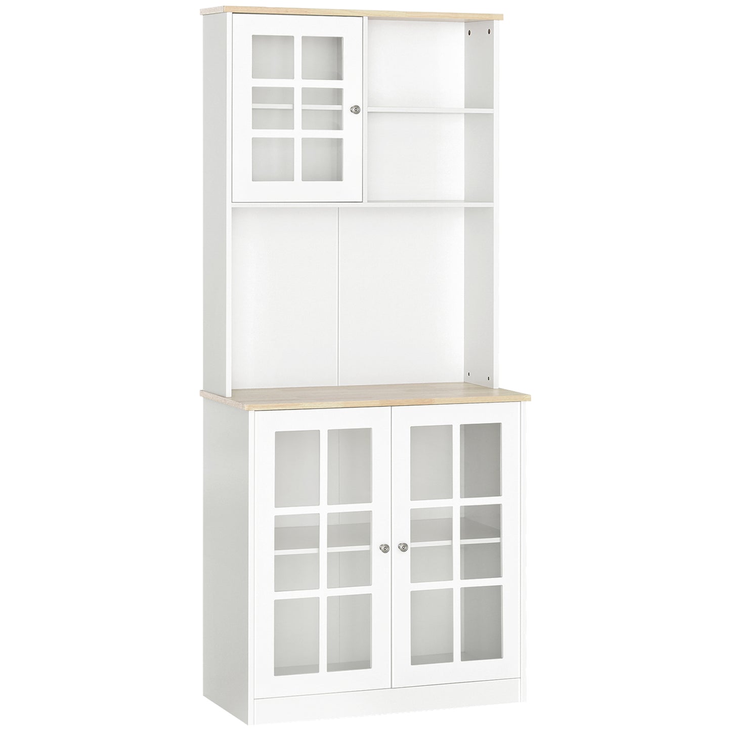 HOMCOM Kitchen Buffet with Hutch Storage Pantry Cabinets Open Shelves Large Countertop White | Dipra Home