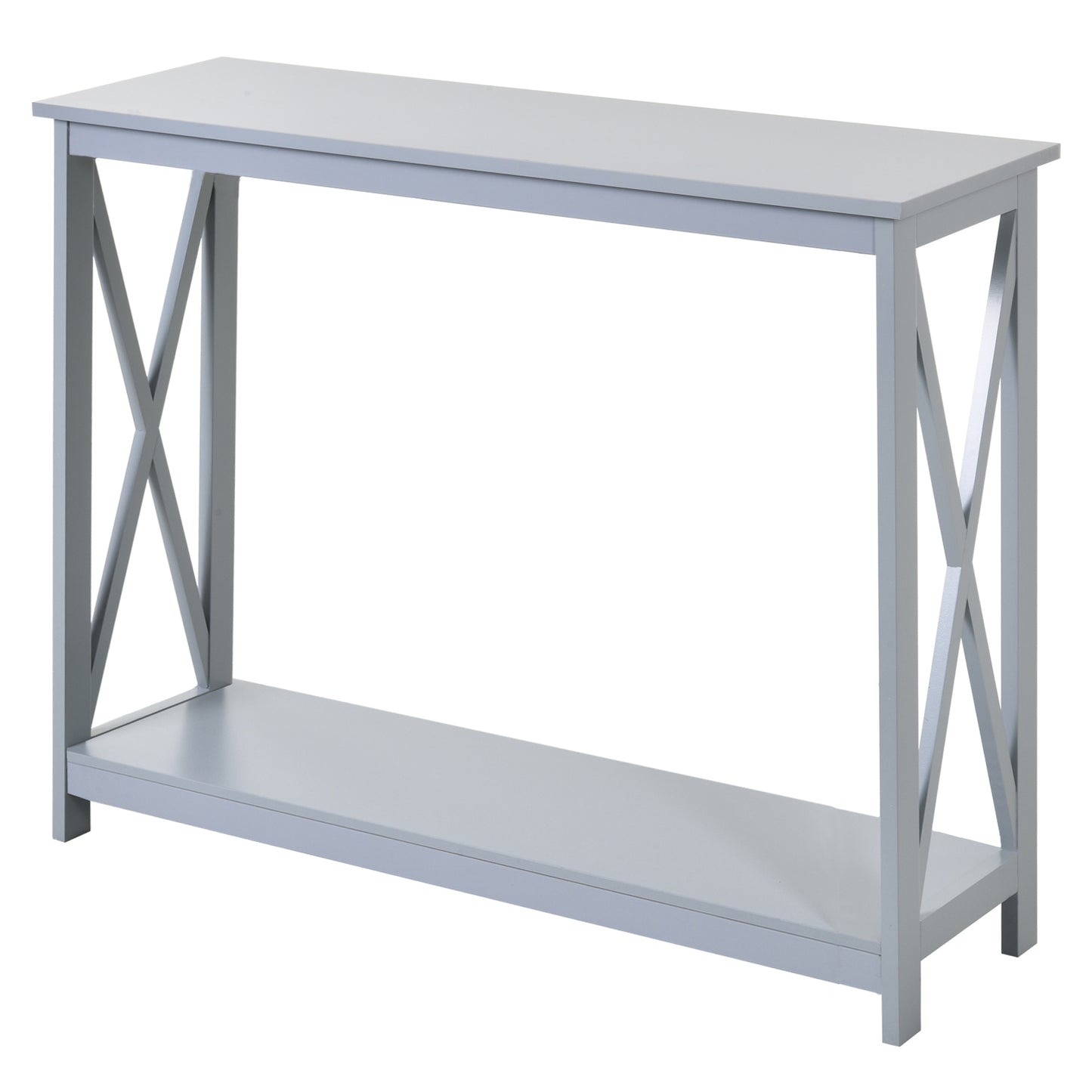 HOMCOM X-Design Console Table: Sofa Side Table with Storage Shelf for Living Room/Entryway, Grey | Dipra Home