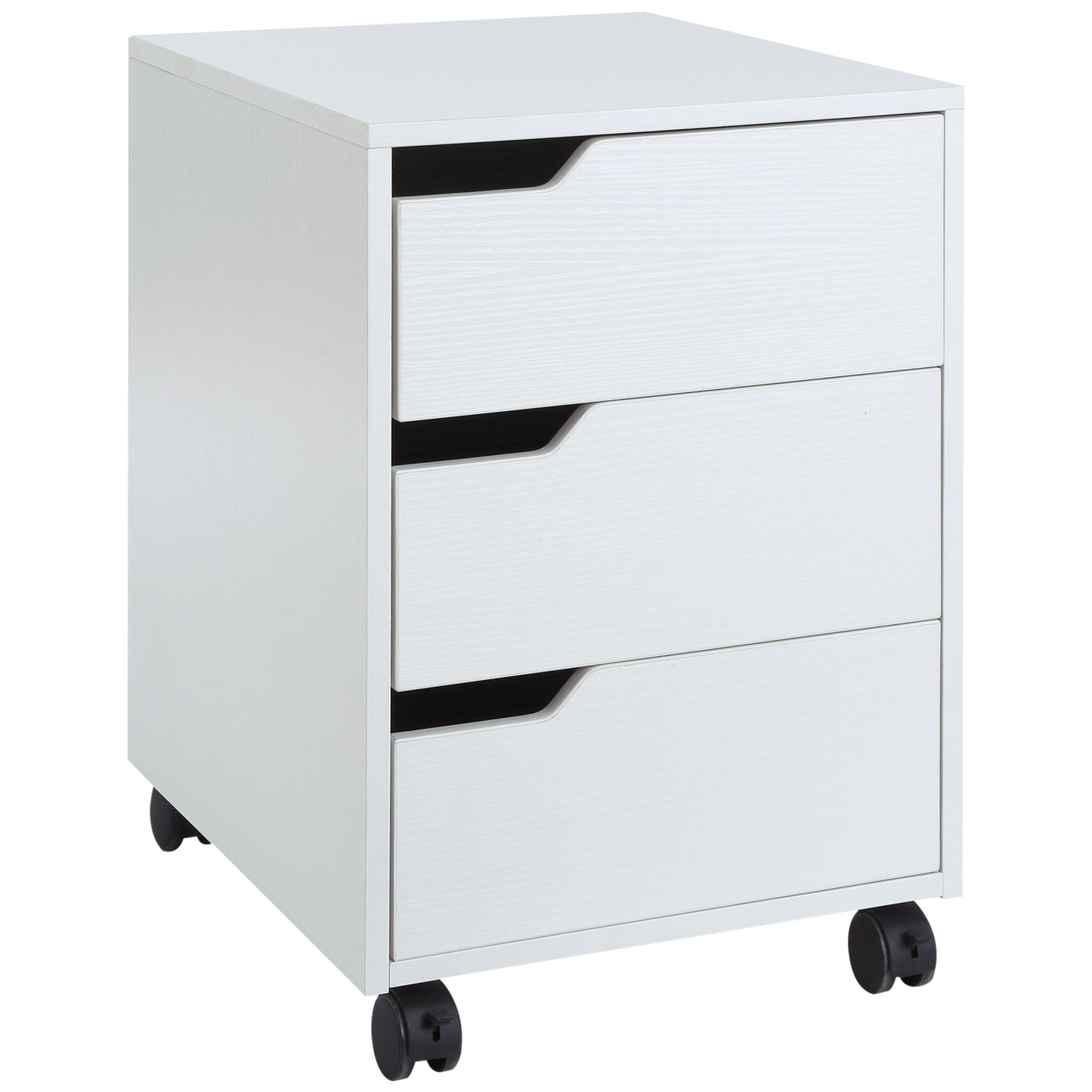 HOMCOM Mobile 3 Drawer Vertical File Cabinet with Wheels Office Storage White | Dipra Home