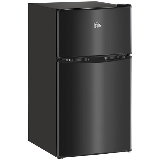 HOMCOM 3.2 Cu Ft Compact Refrigerator, Mini Fridge with Freezer, Adjustable Shelves and Reversible Doors for Bedroom, Black | Dipra Home