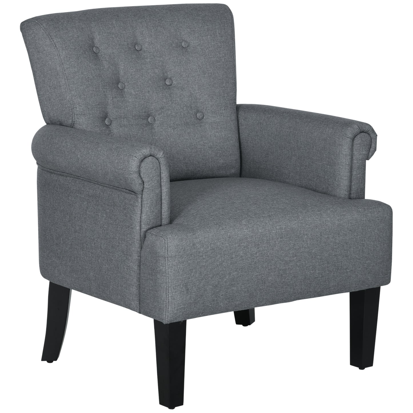 HOMCOM Contemporary Armchair: Rolled Arms, Wooden Legs for Stylish Seating, Slate Grey | Dipra Home