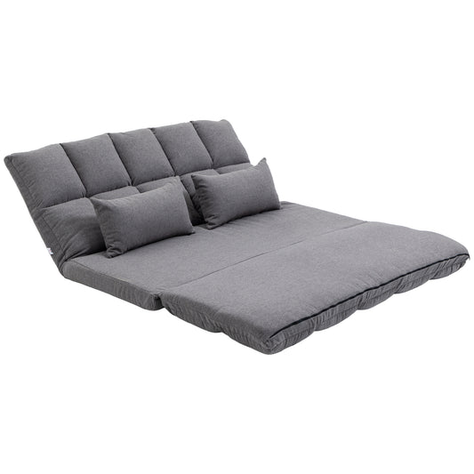 HOMCOM Convertible Floor Sofa Foldable Lazy Sofa Sleeper Adjustable Upholstered Floor Couch 9-position Backrest 2 Pillows | Dipra Home