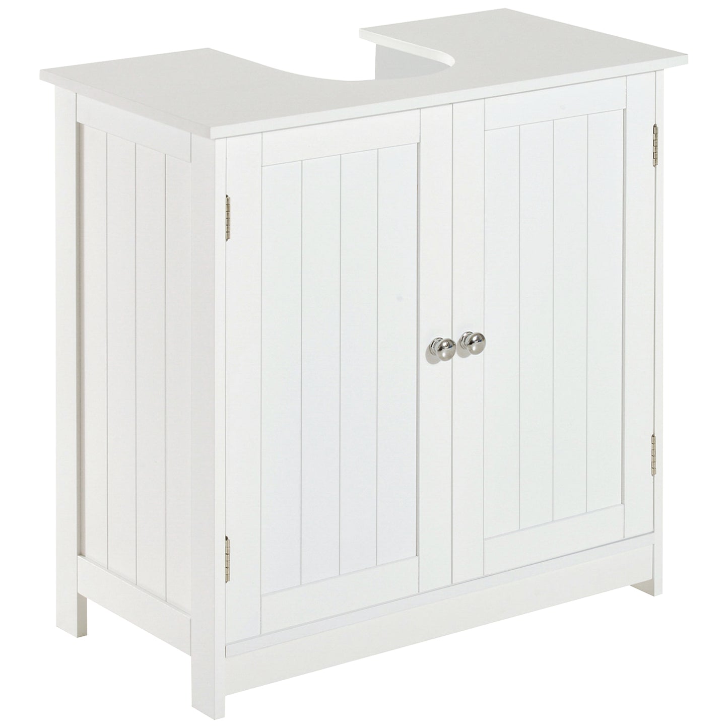 HOMCOM Vanity Vogue: Pedestal Sink Bathroom Cabinet with 2 Doors, Shelf Storage, White Finish for Elegant Style | Dipra Home