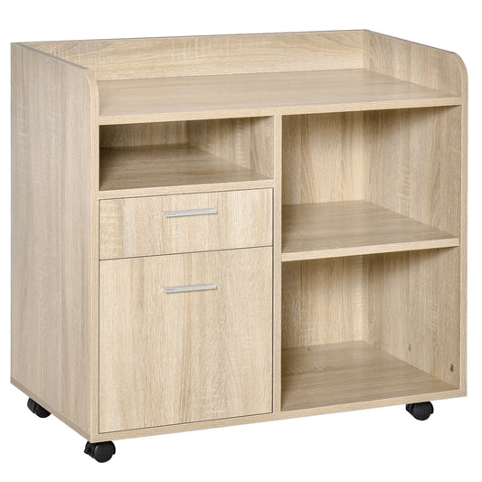 Vinsetto Filing Cabinet: Printer Stand, Mobile, Oak, 2 Drawers, Adjustable Open Shelves, Office | Dipra Home