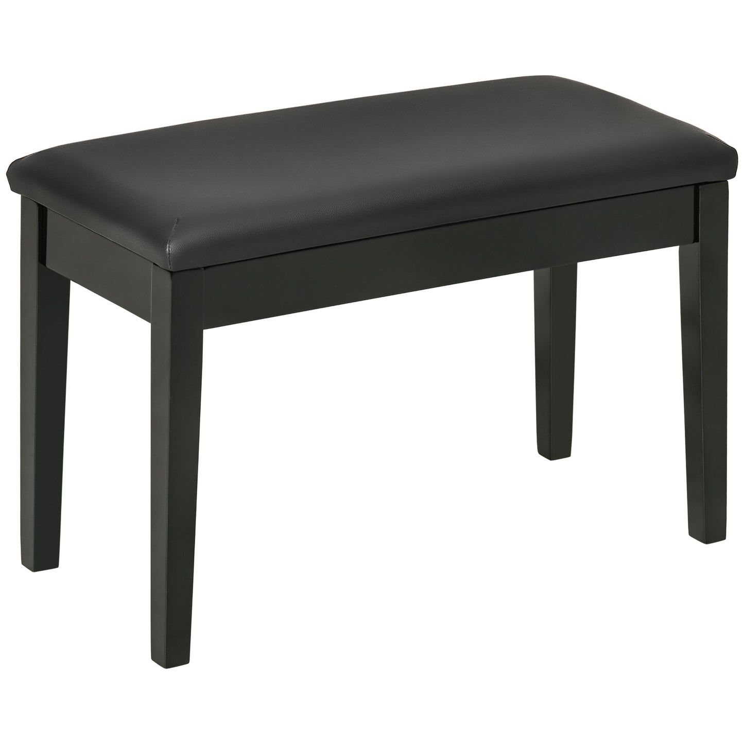 HOMCOM Elegant Piano Bench Stool PU Leather Padded Seat Rubber Wood Legs Music Storage Compartment Black | Dipra Home