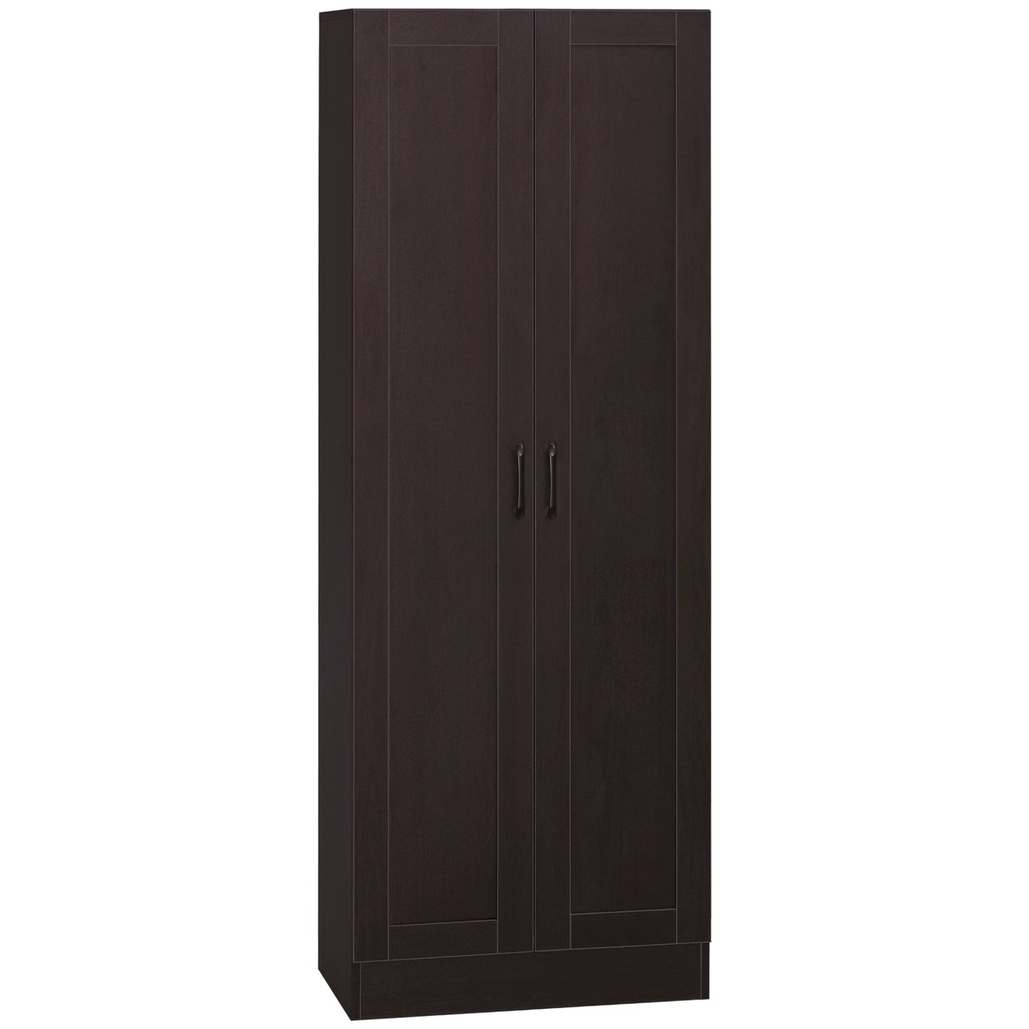 HOMCOM Dark Walnut 66" 2-Door Kitchen Pantry: Freestanding Fine Woodworking Storage Cabinet for Living Room and Dining Room | Dipra Home