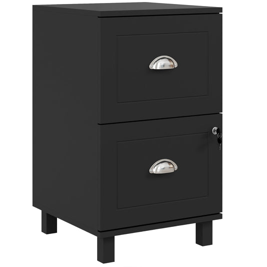 HOMCOM 2-Drawer Small Lockable Filing Cabinet with Adjustable Hanging Bars for A4 Letter Black | Dipra Home