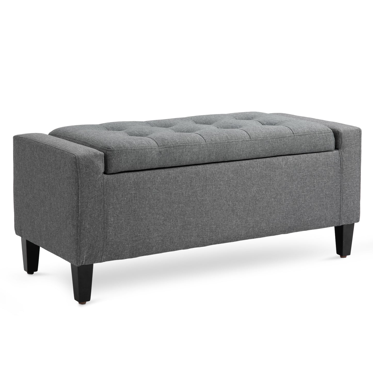 HOMCOM Linen-Touch Tufted Ottoman: Grey Fabric Bench with Flipping Top, Footstool for Living Room | Dipra Home