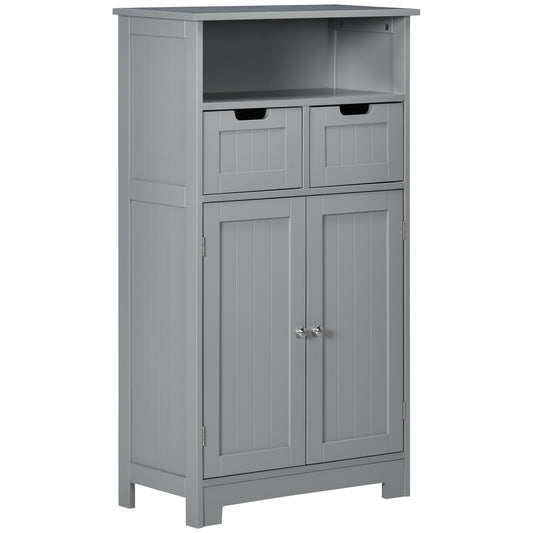 kleankin Multipurpose Floor Cabinet: Drawers, Adjustable Shelves & Entryway Storage Solution, Sleek Grey Wooden Design | Dipra Home