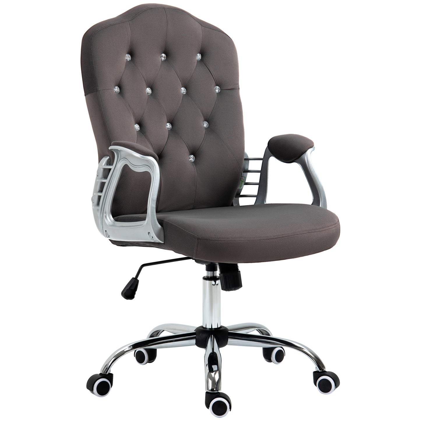 Vinsetto Luxury Velvet Office Chair: Dark Grey Tufted, Swivel Desk Chair, Adjustable Height, Tilt Function | Dipra Home