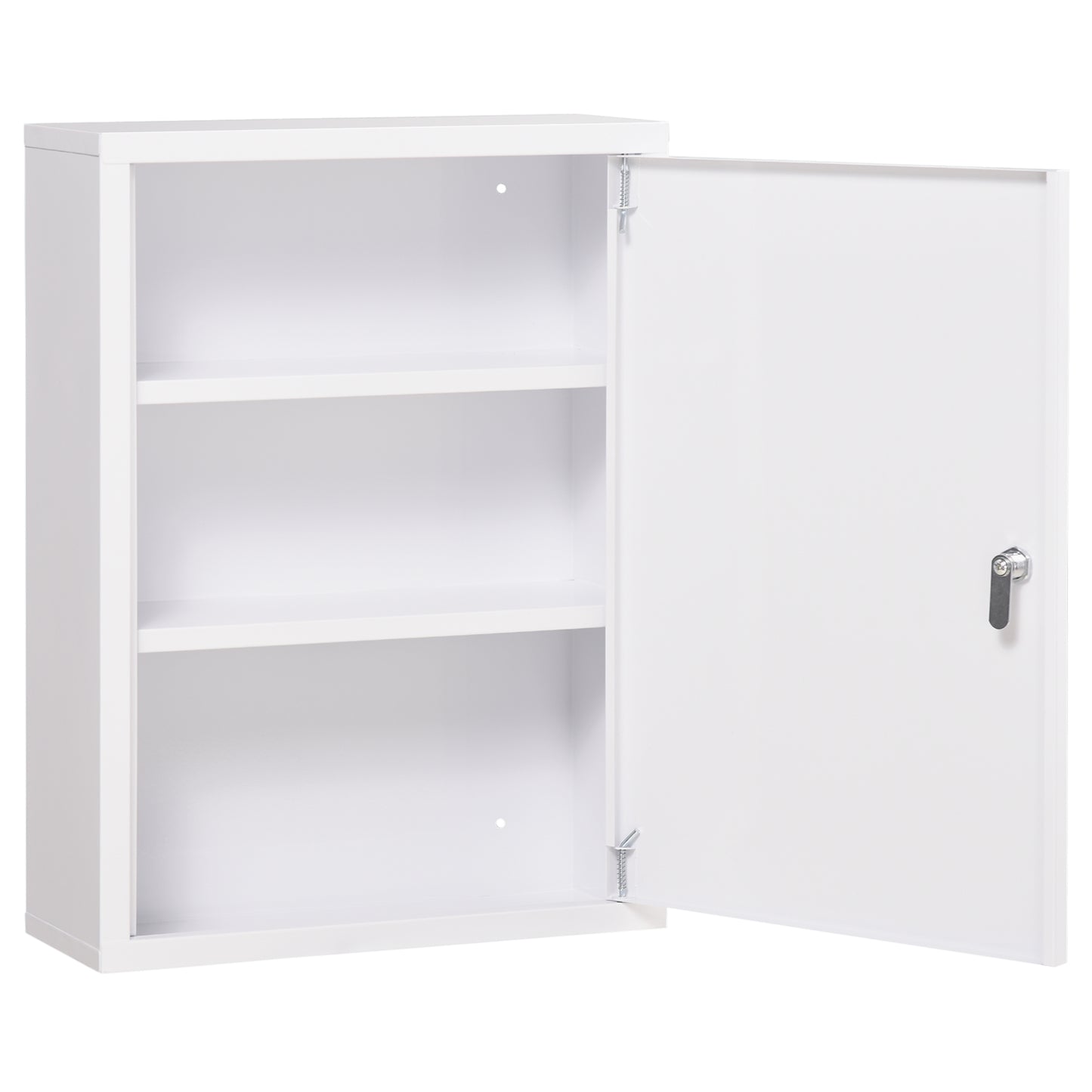 kleankin Secure Storage Solution: Lockable 3-Tier Steel Medicine Cabinet with Keys, Wall-Mounted Shelving for Bathroom, White Finish | Dipra Home