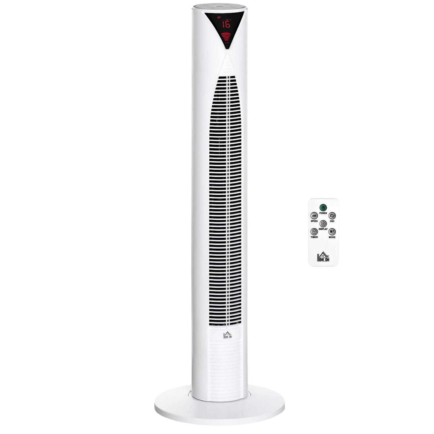 HOMCOM Tower Fan Oscillating 3 Speed 12h Timer LED Remote Control Cooling for Bedroom Home White | Dipra Home