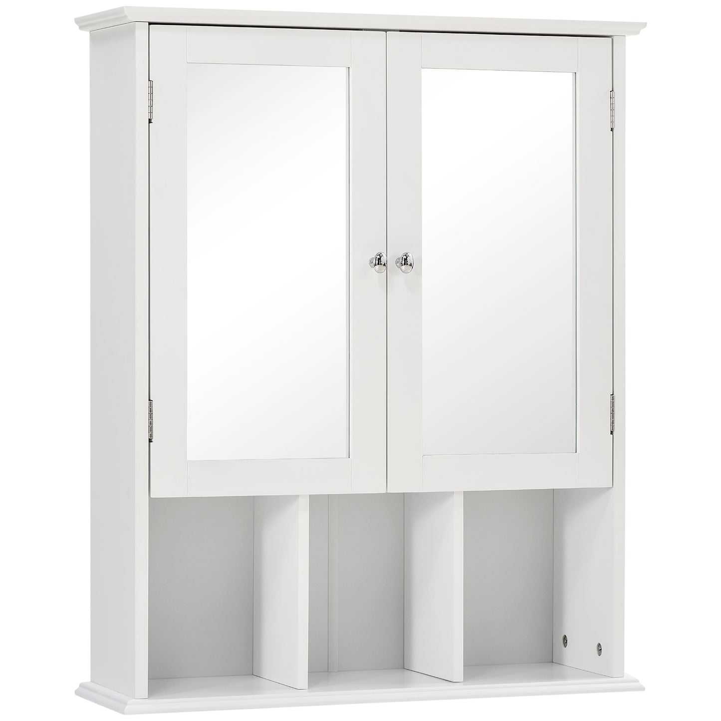 Kleankin White Wall Cabinet: Bathroom Mounted Mirror Medicine Cabinet with Double Doors & Storage Shelves | Dipra Home