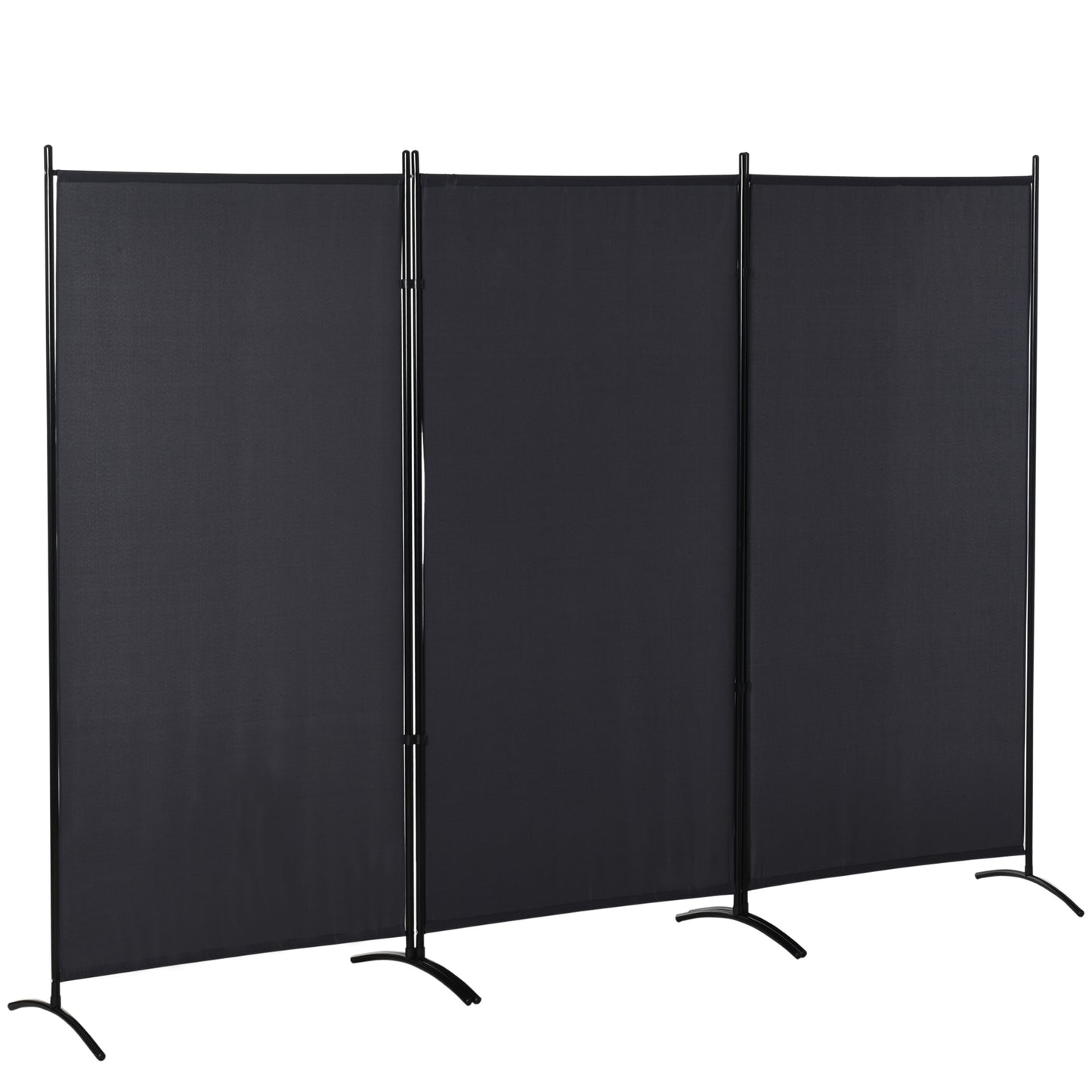 HOMCOM Charcoal Chic: 6' 3-Panel Double Hinged Folding Wall Privacy Screen for Indoor Home Office, Charcoal Grey Finish | Dipra Home