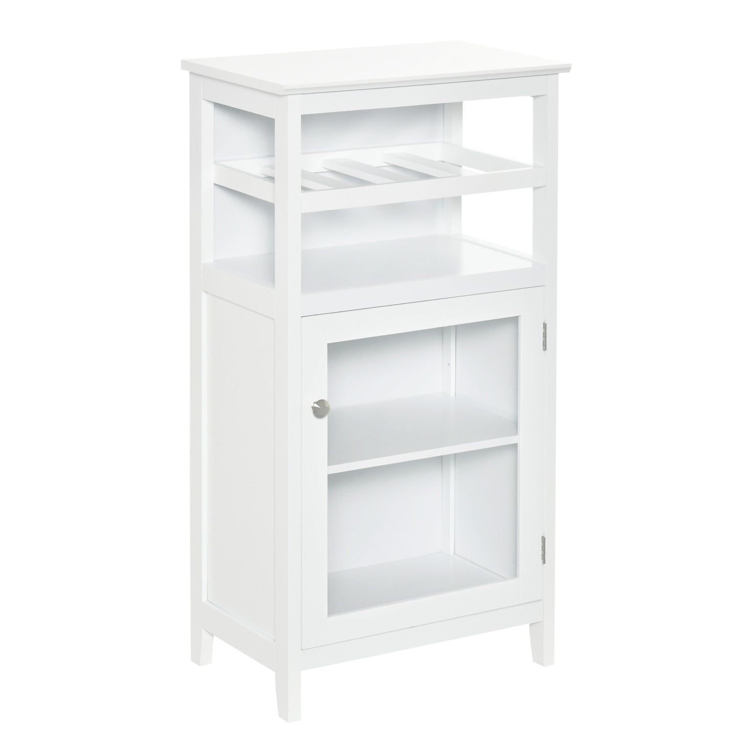 HOMCOM Wine Cabinet 4 Bottle Wine Rack Open Shelf Acrylic Door Cabinet Adjustable Shelf Home Bar White Furniture | Dipra Home