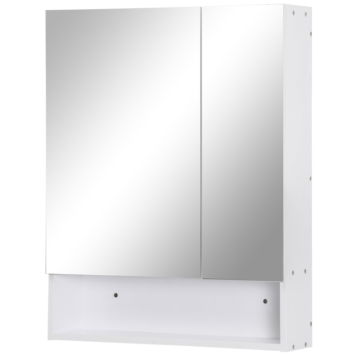 kleankin Wall Mounted Bathroom Medicine Mirror Cabinet Adjustable Shelves White | Dipra Home