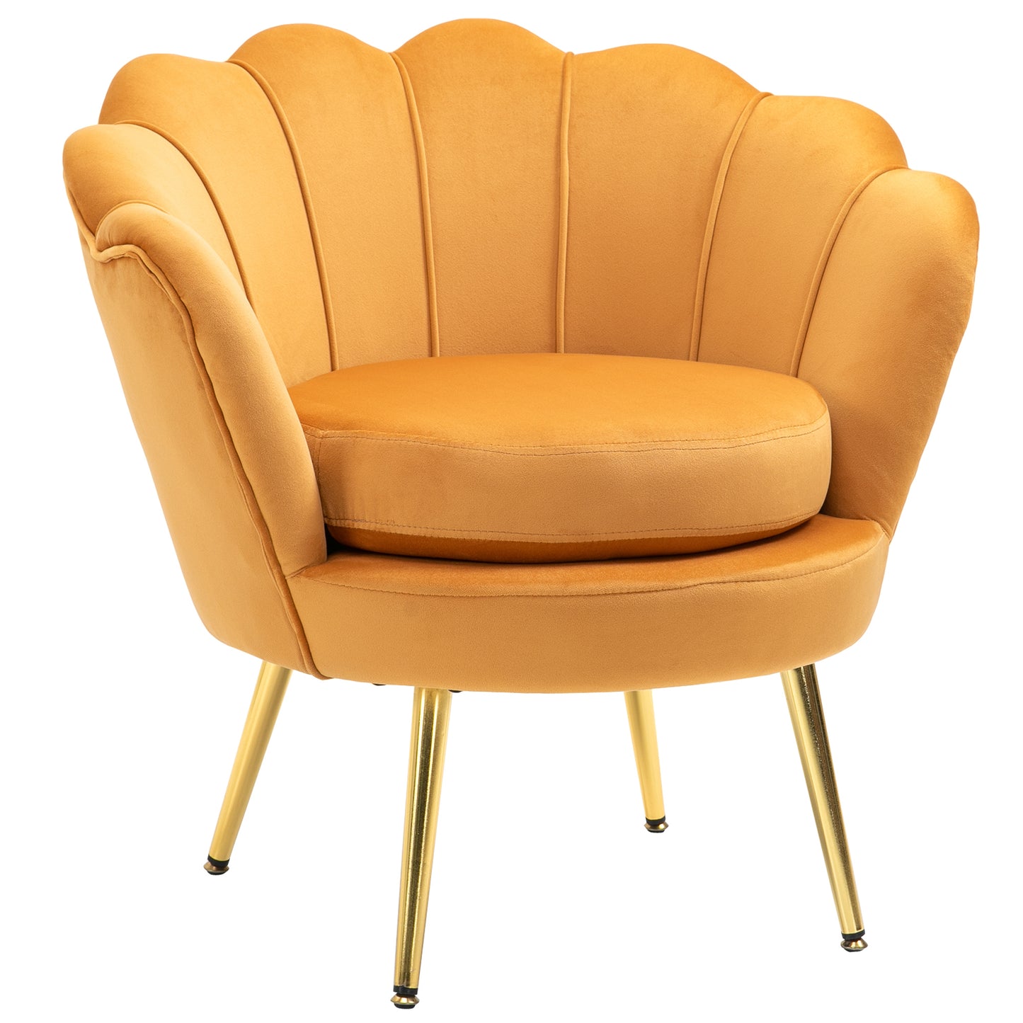 HOMCOM Velvet Leisure Chair: Modern Accent Chair with Gold Legs, Yellow Hue for Bedroom Lounge | Dipra Home