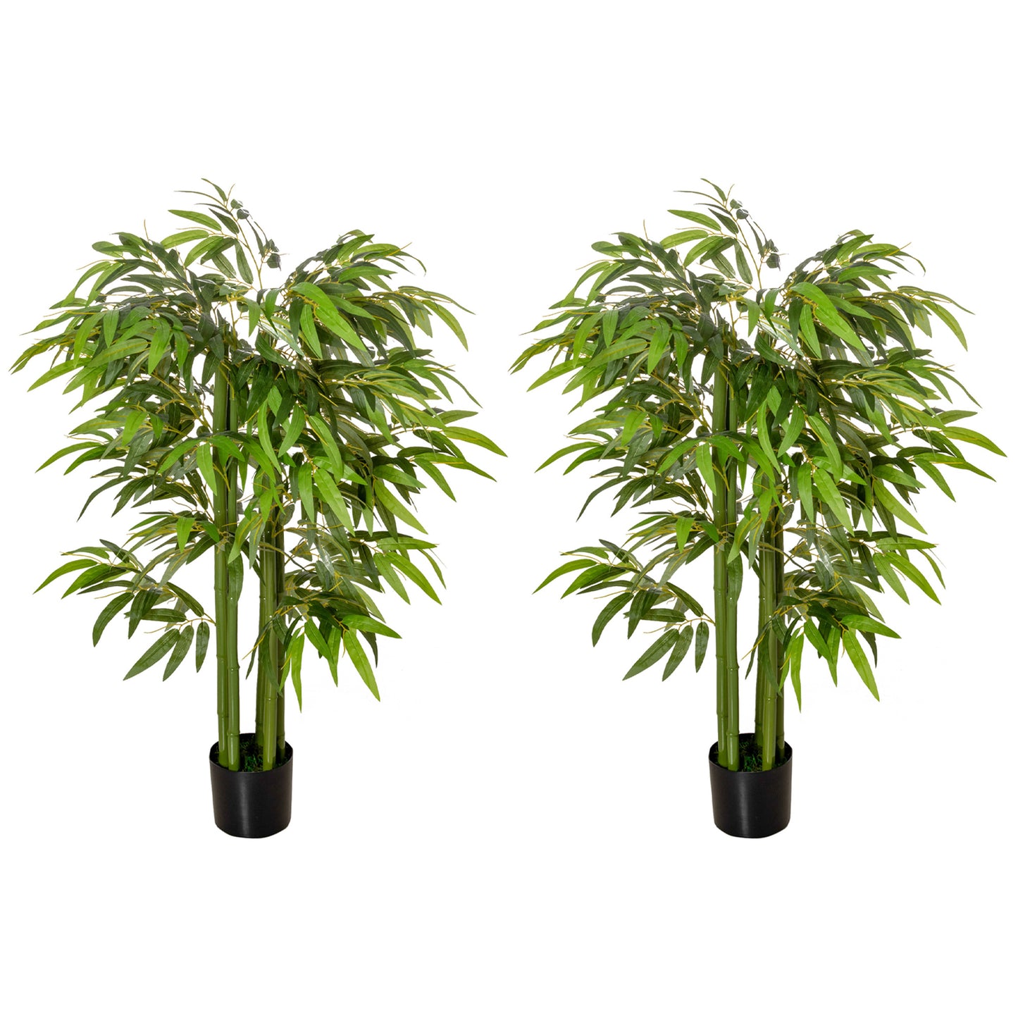 HOMCOM Set of 2 4.5FT Artificial Bamboo Tree Faux Decorative Plant in Nursery Pot for Indoor Outdoor Décor | Dipra Home