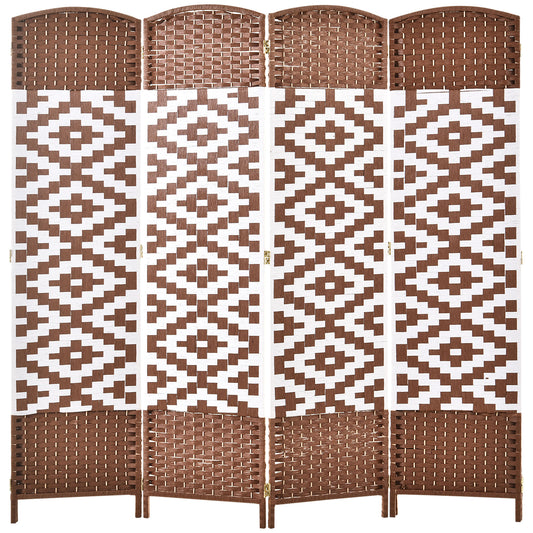 HOMCOM Geometric Allure Room Divider: 4-Panel Diamond Weave Folding Indoor Privacy Screen, Accent Style | Dipra Home