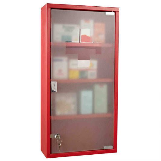 HOMCOM Wall Mount Medicine Cabinet Bathroom 4 Tier Shelves Steel Frame Glass Door Lockable 2 Keys | Dipra Home