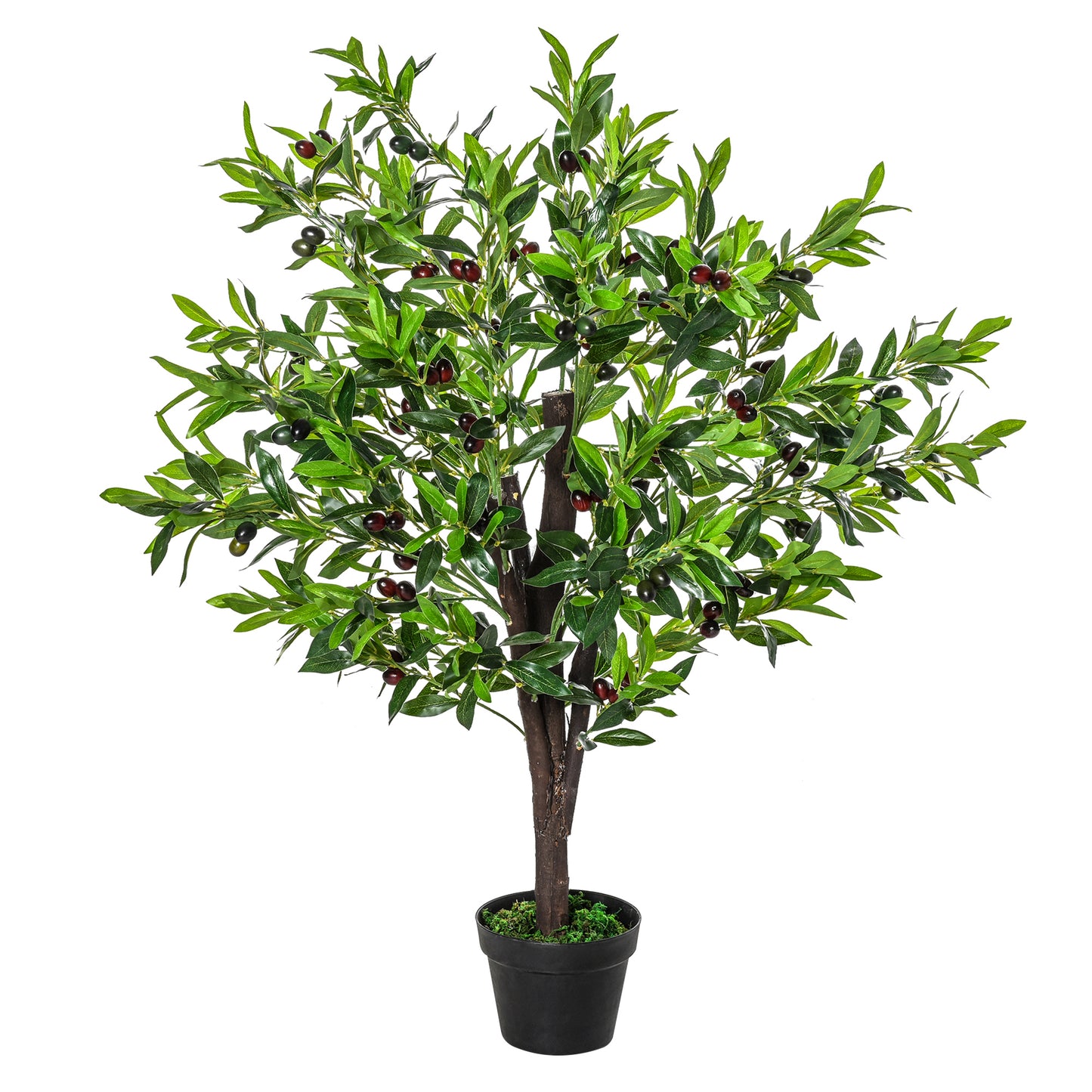 Outsunny 4FT Artificial Olive Tree Faux Plant in Pot for Indoor Outdoor Home Office Greenery Decor | Dipra Home