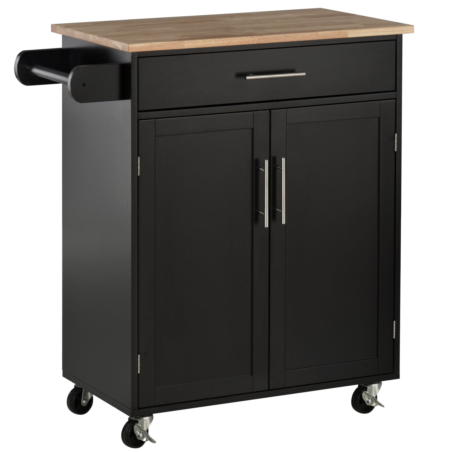 HOMCOM Mobile Culinary Companion: Rolling Kitchen Island Cart with Wood Top, Storage Drawer, Towel Bar, and Shelves | Dipra Home