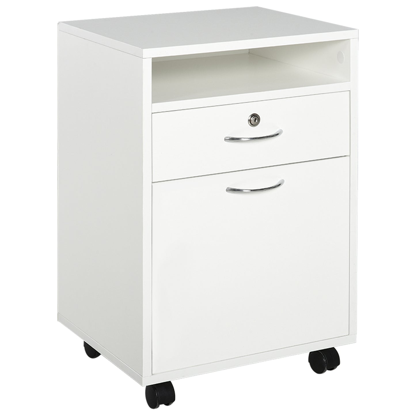 HOMCOM Lockable Filing Cabinet: 24" Vertical Mobile Cabinet for Secure Office Storage, White | Dipra Home