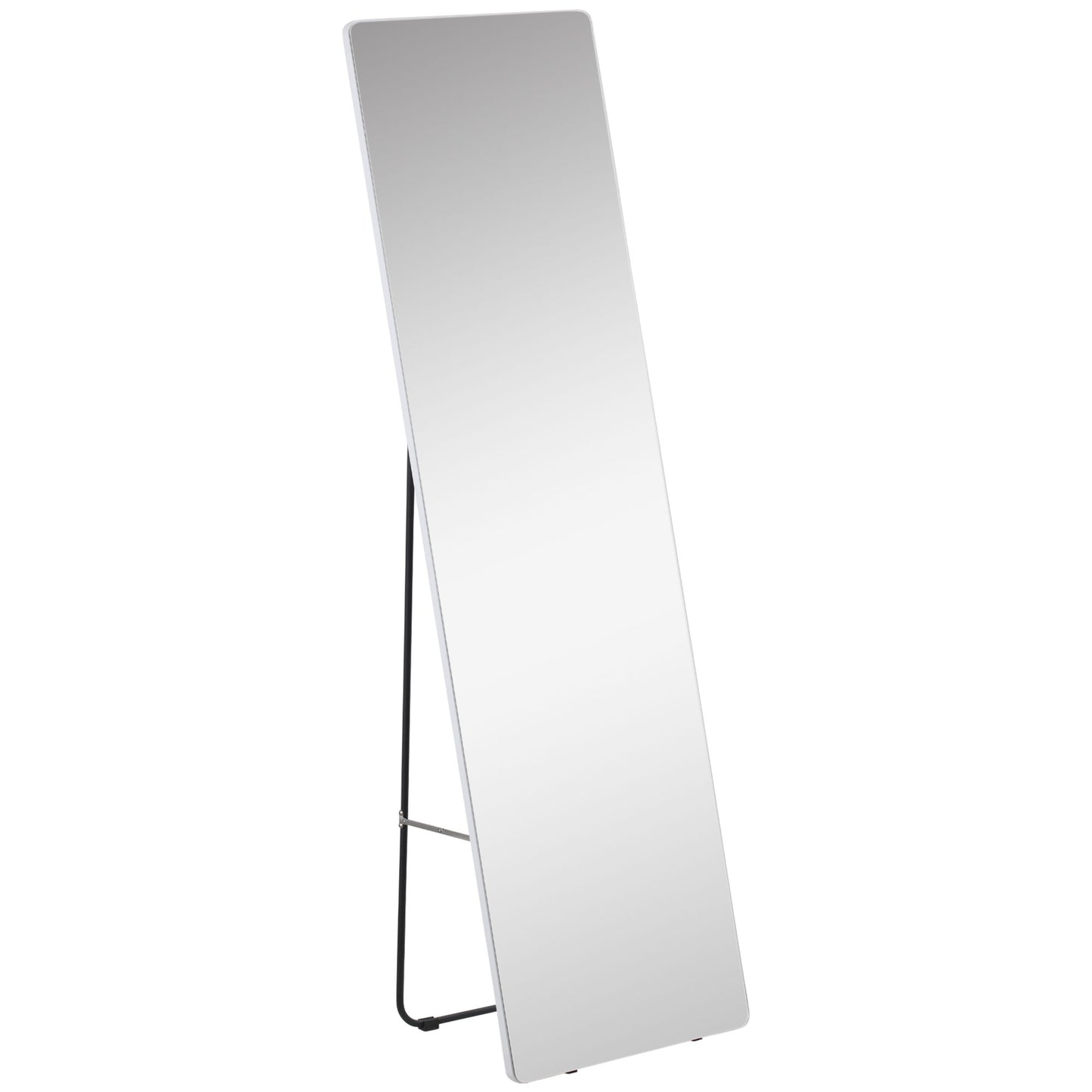 HOMCOM Silvery Silhouette: Full-Length Aluminum Alloy Framed Hanging or Leaning Mirror for Bedroom and Living Room Decor | Dipra Home