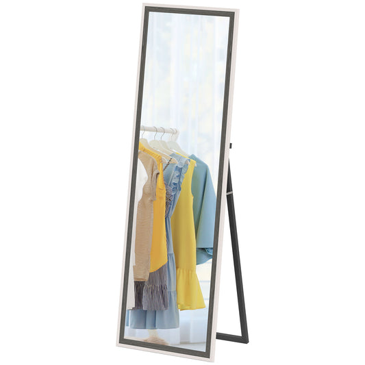 HOMCOM Floor Standing Mirror, Full Length Mirror, Free Standing, Leaning or Wall Mirror with Frame for Bedroom, Grey Wood Grain | Dipra Home