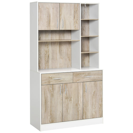 HOMCOM Natural 71" Kitchen Hutch Cabinet: Modern Buffet with Storage Cabinet, Cupboard and Drawers for Living Dining Room | Dipra Home