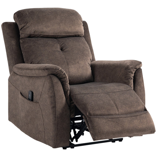 HOMCOM Manual Recliner Chair with Vibration Massage, Reclining Chair for Living Room with Side Pockets, Brown | Dipra Home