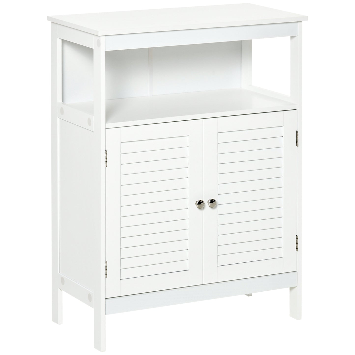 kleankin Bathroom Cupboard: Freestanding Storage Cabinet, Double Shutter Doors, White Wooden Organizer | Dipra Home