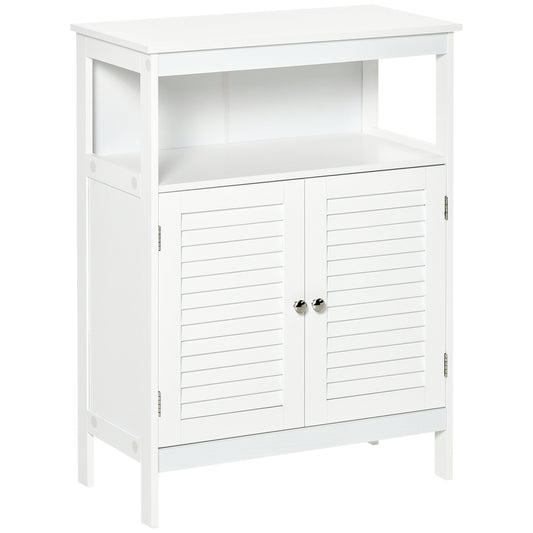 kleankin Bathroom Cupboard: Freestanding Storage Cabinet, Double Shutter Doors, White Wooden Organizer | Dipra Home