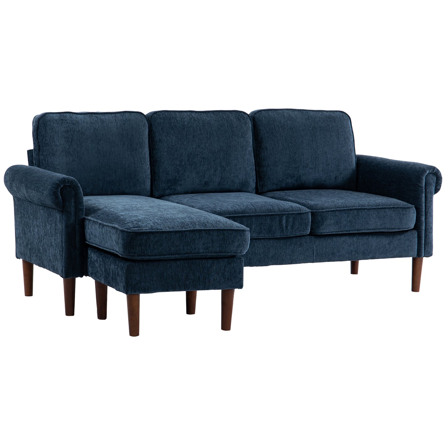 HOMCOM L Shape Sofa Modern Sectional Couch Reversible Chaise Lounge Wooden Legs Corner Living Room Dark Blue | Dipra Home